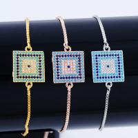 Cubic Zirconia Micro Pave Brass Bracelet, Square, plated, Unisex & micro pave cubic zirconia Approx 9.06 Inch 