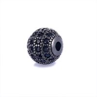 Cubic Zirconia Micro Pave Brass Beads, Round, plated, vintage & DIY & micro pave cubic zirconia 8mm Approx 3.6mm 