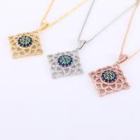 Cubic Zirconia Micro Pave Brass Pendant, Rhombus, plated, vintage & fashion jewelry & DIY & micro pave cubic zirconia & hollow 