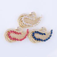 Brass Clasp Findings, Swan, plated, fashion jewelry & DIY & micro pave cubic zirconia 