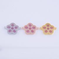 Cubic Zirconia Micro Pave Brass Connector, Flower, plated, DIY & micro pave cubic zirconia & 1/1 loop Approx 1mm 