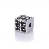 Cubic Zirconia Micro Pave Brass Beads, Cube, plated, vintage & fashion jewelry & DIY & micro pave cubic zirconia Approx 2mm 