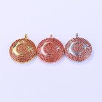 Cubic Zirconia Micro Pave Brass Pendant, Round, plated, fashion jewelry & DIY & micro pave cubic zirconia Approx 3mm 