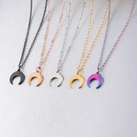 Stainless Steel Jewelry Necklace, Moon, polished, cute & fashion jewelry & Unisex & oval chain Approx 18 Inch 