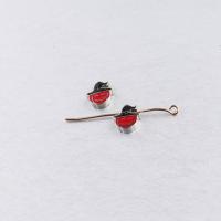 Stainless Steel Beads, Pumpkin, polished, Mini & cute & enamel, red Approx 1.8mm 