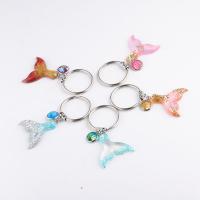 Stainless Steel Key Chain, with Resin, Mermaid tail, polished, cute & fashion jewelry & Unisex 