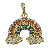 Cubic Zirconia Micro Pave Brass Pendant, Rainbow, gold color plated, fashion jewelry & micro pave cubic zirconia Approx 