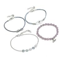 Zinc Alloy Crystal Bracelets, with Crystal, silver color plated, 4 pieces & fashion jewelry & for woman 