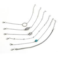 Zinc Alloy Bracelet Set, with turquoise, antique silver color plated, 6 pieces & fashion jewelry & for woman 