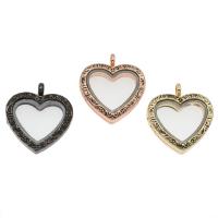 Zinc Alloy Heart Pendants, with Glass, Flat Heart, plated, It could be opened and beads could be put inside. & with rhinestone Approx 3mm 