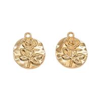Zinc Alloy Jewelry Pendants, gold color plated, with flower pattern Approx 2mm 