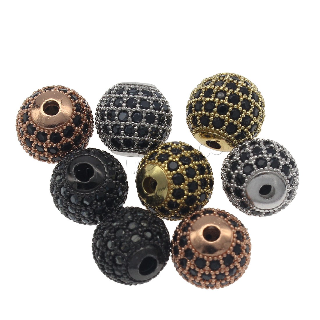 Rhinestone Brass Beads, Round, plated, fashion jewelry & DIY & different size for choice & with rhinestone, more colors for choice, Hole:Approx 1.9mm, 20PCs/Bag, Sold By Bag