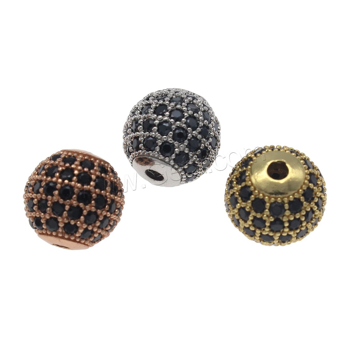 Rhinestone Brass Beads, Round, plated, fashion jewelry & DIY & different size for choice & with rhinestone, more colors for choice, Hole:Approx 1.9mm, 20PCs/Bag, Sold By Bag