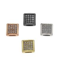 Rhinestone Brass Beads, metal, Cuadrado, chapado, Joyería & Bricolaje & con diamantes de imitación, más colores para la opción, 9x10x4mm, agujero:aproximado 1.7mm, 20PCs/Bolsa, Vendido por Bolsa