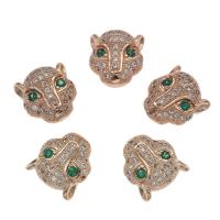 Rhinestone Brass Beads, Leopard, rose gold color plated, vintage & fashion jewelry & DIY & with rhinestone Approx 1.4mm 