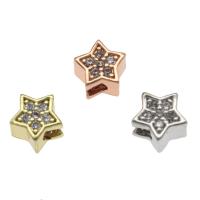 Rhinestone Brass Beads, metal, Estrella, chapado, Mini & Joyería & Bricolaje & con diamantes de imitación, más colores para la opción, 6x5mm, agujero:aproximado 2.4mm, 20PCs/Bolsa, Vendido por Bolsa