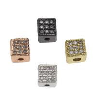 Rhinestone Brass Beads, metal, Cuadrado, chapado, Vintage & Joyería & Bricolaje & con diamantes de imitación, más colores para la opción, 6x6mm, agujero:aproximado 1.8mm, 20PCs/Bolsa, Vendido por Bolsa