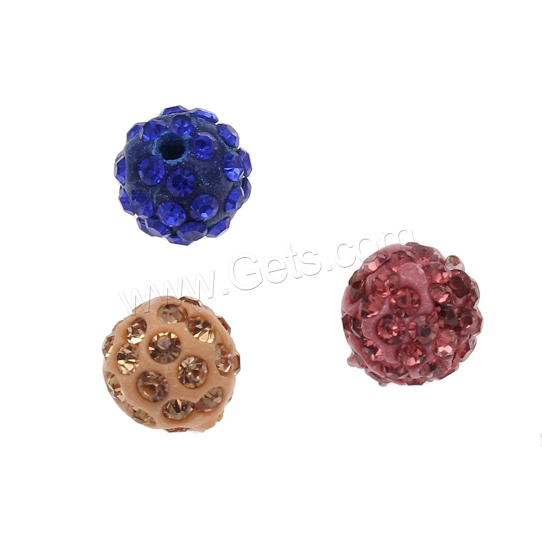 Round Polymer Clay Beads, DIY & different size for choice & with rhinestone, more colors for choice, Hole:Approx 1.6mm, Sold By Bag