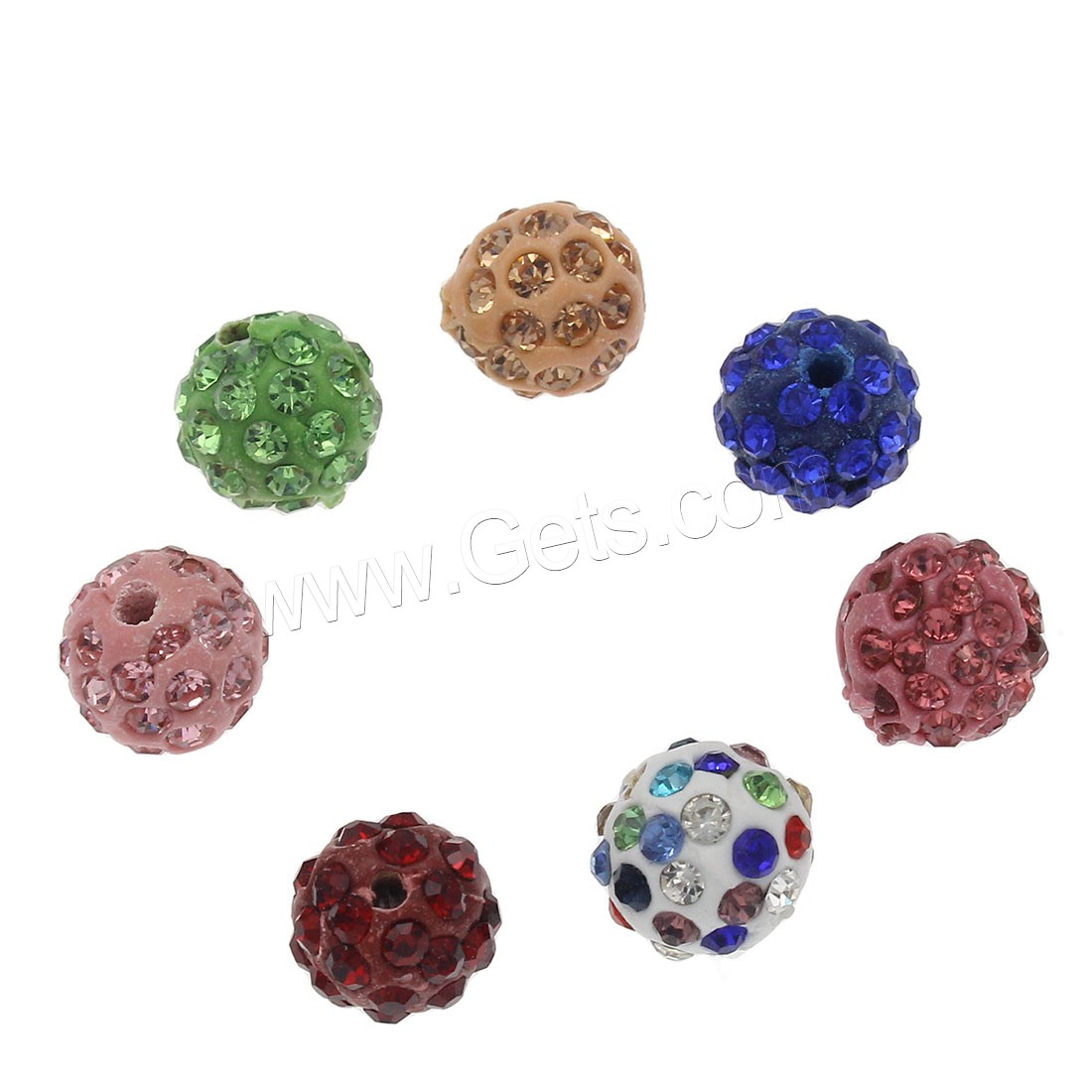 Round Polymer Clay Beads, DIY & different size for choice & with rhinestone, more colors for choice, Hole:Approx 1.6mm, Sold By Bag