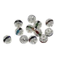Strass Messing Perlen, rund, silberfarben plattiert, Mini & Modeschmuck & DIY & verschiedene Größen vorhanden & mit Strass, Bohrung:ca. 1.3mm, verkauft von Tasche
