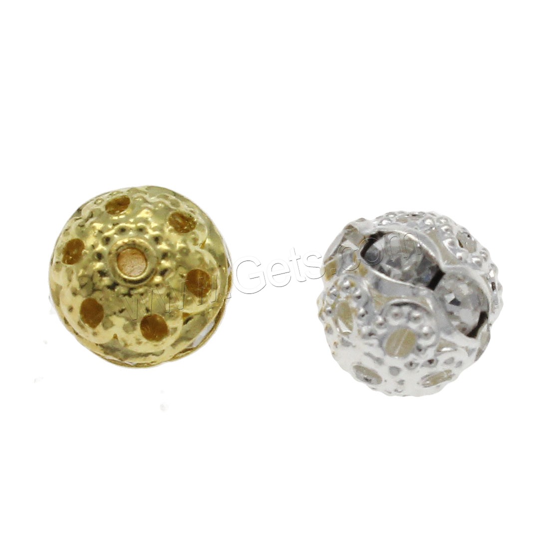 Rhinestone Brass Beads, metal, Esférico, chapado, Joyería & Bricolaje & diverso tamaño para la opción & con diamantes de imitación, más colores para la opción, agujero:aproximado 1.2mm, Vendido por Bolsa