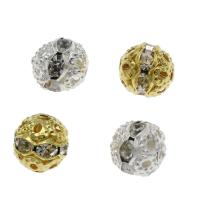 Rhinestone Brass Beads, Round, plated, fashion jewelry & DIY & with rhinestone Approx 1.2mm 