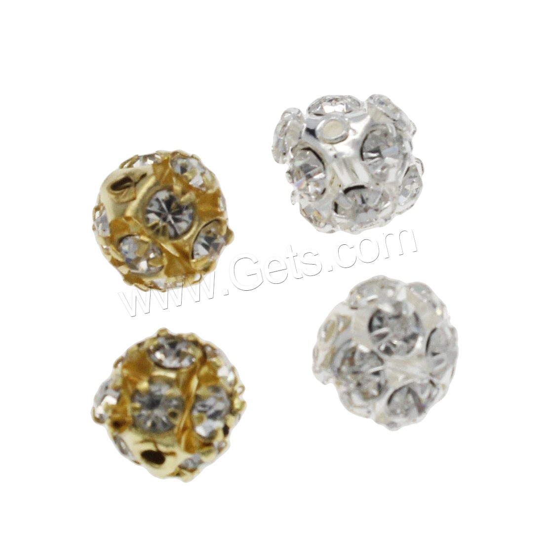 Rhinestone Brass Beads, metal, Esférico, chapado, Joyería & Bricolaje & diverso tamaño para la opción & con diamantes de imitación, más colores para la opción, agujero:aproximado 1.1mm, Vendido por Bolsa
