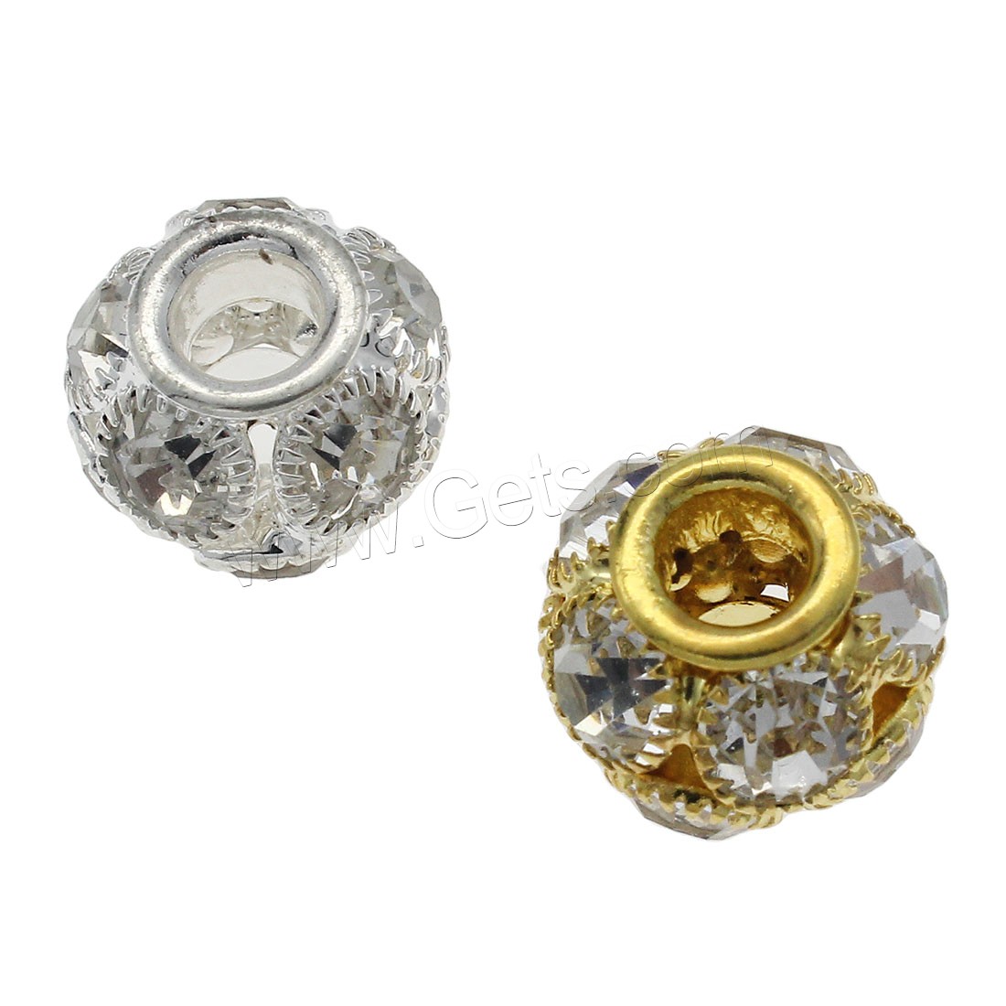 Rhinestone Brass Beads, Round, plated, fashion jewelry & DIY & different size for choice & with rhinestone, more colors for choice, Sold By Bag