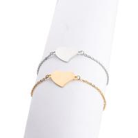 Stainless Steel Bangle, with 6cm extender chain, Heart, polished, oval chain & for woman Approx 7.88 Inch 
