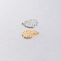 Stainless Steel Charm Connector, Leaf, polished, Mini & DIY & 1/1 loop Approx 1.3mm 