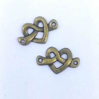 Zinc Alloy Charm Connector, Heart, antique bronze color plated, DIY & 1/1 loop & hollow Approx 2mm 