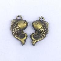 Pendentifs animaux en alliage de zinc, poisson, Plaqué de couleur de bronze antique Environ 1mm Vendu par sac