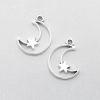 Zinc Alloy Star Pendant, Moon and Star, antique silver color plated, DIY & hollow Approx 1mm 