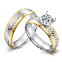 Cubic Zirconia anillo de dedo de acero inoxidable, chapado, Joyería & unisexo & diverso tamaño para la opción & con circonia cúbica, Vendido por UD