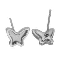 304 Stainless Steel Earring Stud Component, Butterfly, polished, vintage & cute & DIY, original color 0.5mm 