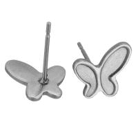 304 Stainless Steel Earring Stud Component, Butterfly, polished, vintage & fashion jewelry, original color 0.5mm 