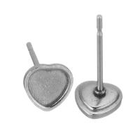 304 Stainless Steel Earring Stud Component, Heart, polished, vintage & fashion jewelry & DIY, original color 0.5mm 