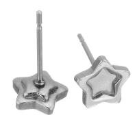 304 Stainless Steel Earring Stud Component, Star, polished, cute & fashion jewelry & DIY, original color 0.5mm 