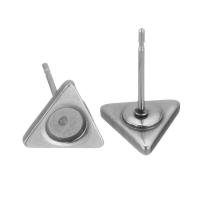 304 Stainless Steel Earring Stud Component, Triangle, polished, cute & fashion jewelry & DIY, original color 0.5mm 