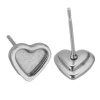 304 Stainless Steel Earring Stud Component, Heart, polished, vintage & fashion jewelry & DIY, original color 0.5mm 