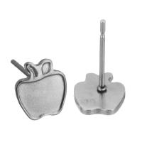 304 Stainless Steel Earring Stud Component, Apple, polished, vintage & cute & fashion jewelry & DIY, original color 0.5mm 
