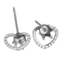 304 Stainless Steel Earring Stud Component, Heart, polished, vintage & fashion jewelry & DIY, original color 0.5mm,3mm 