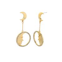 Zinklegierung Tropfen Ohrring, goldfarben plattiert, für Frau & mit Strass, 52*25mm, verkauft von Paar