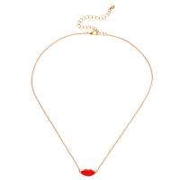 Brass Jewelry Necklace, Lip, gold color plated, fashion jewelry & for woman & enamel 410mm .4 Inch 
