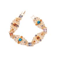 Zinc Alloy Bracelet, with Crystal, gold color plated, for woman & with rhinestone, 20*19mm Inch 