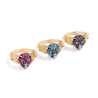 Rhinestone Zinc Alloy Finger Ring, Leopard, gold color plated, fashion jewelry & for woman & with rhinestone 17*13mm 