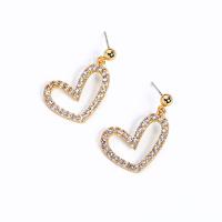 Brass Drop Earring, with Cubic Zirconia, Heart, gold color plated, vintage & fashion jewelry & for woman, 27*18mm 