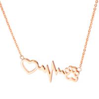 Titanium Steel Jewelry Necklace, Electrocardiographic, plated, cute & fashion jewelry & oval chain & for woman 37*15mm Approx 19.3 Inch 