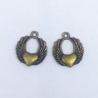 Wing Shaped Zinc Alloy Pendants, Winged Heart, antique bronze color plated, vintage & DIY Approx 1mm 