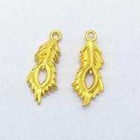 Zinc Alloy Feather Pendants, gold color plated, vintage & DIY Approx 1mm 